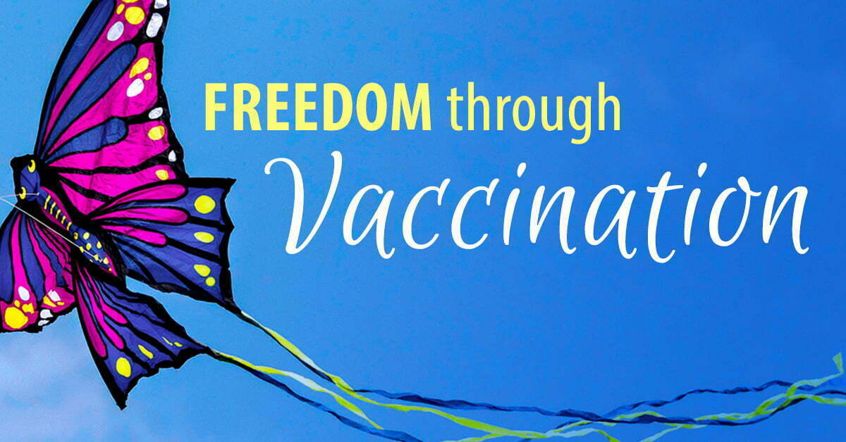 Freedom through vaccinations banner